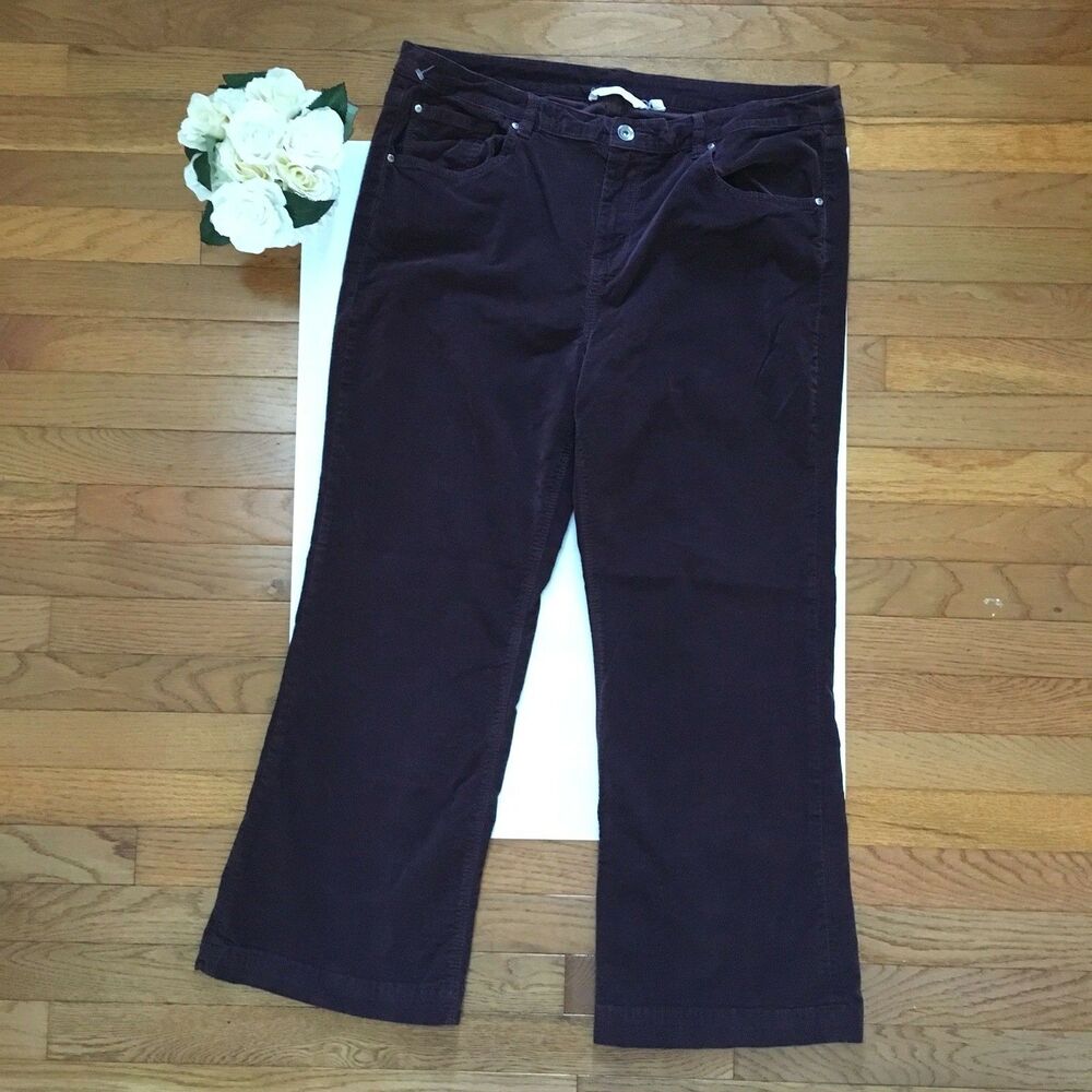 Soft Surroundings Pants Womens 16P Burgundy Velvet Boot Cut 27" Inseam Holiday